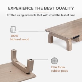 Anji Mountain Wooden Monitor Stand - Elegant Monitor Riser, Perfect Monitor Stand for Desk Organization, Durable Wood Construction monitor stands, Enhances Ergonomics and Workspace Efficiency,Biscotti