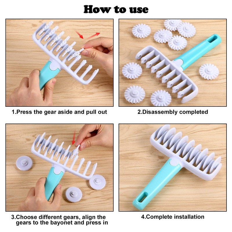 Boao Fondant Ribbon Cutter Wheel Roller Mold Dough Lattice Cutter