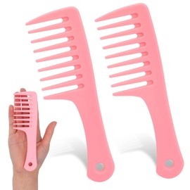 Mini Wide Tooth Comb,2 Pcs Small Combs Portable Detangling Comb Plastic Curl Comb Big Tooth Combs for Women Hair Styling Comb Travel Size Comb Detangling Hair Brush for Curly Hair,Long Hair,Wet Hair