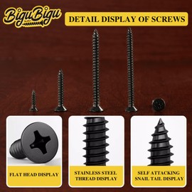 #10 * 1/2" Wood Screws, Flat Head Phillips Black Stainless Steel, 100Pcs Corrosion Resistant for Wood, Drywall Applications, and Outdoor Use