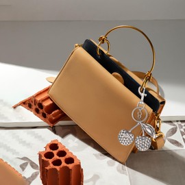 Telooco Cherry Purse Charm Rhinestone Cherry Charm for Purse Cute Bag Charms for Tote Bags for Handbags, Wallets, Birthdays, Valentine'S Day Gifts