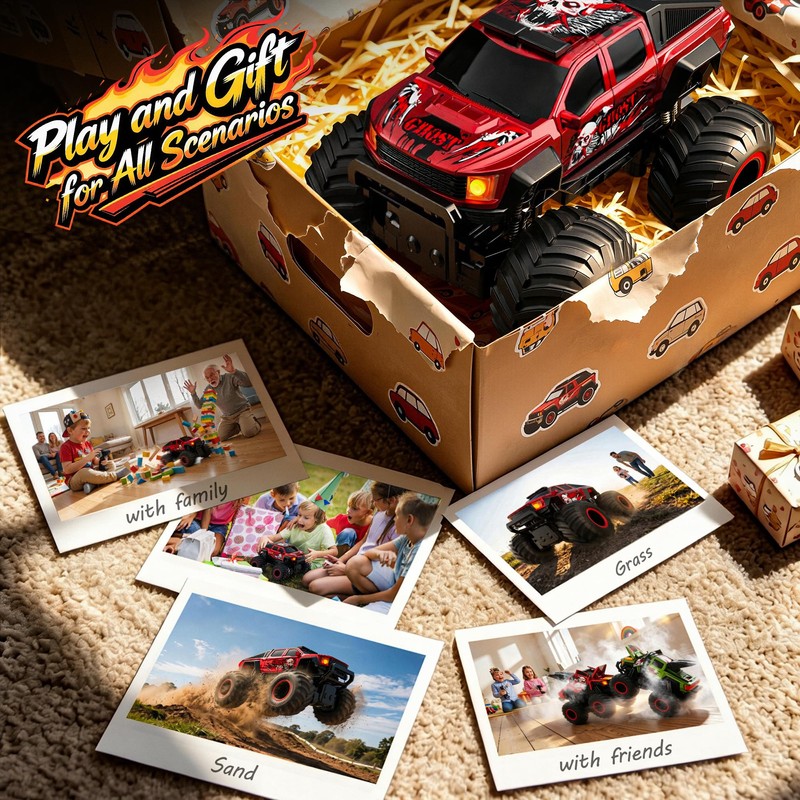 Veeniix Exploding RC Monster Truck,Crash Transform Mist Spray Lights Sounds