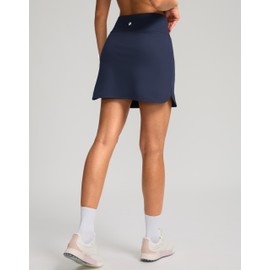 SANTINY Women's Golf Skirts Skorts High Waisted Tennis Skirt Athletic Workout Casual Skorts for Woman with Short Pockets(Navy_L)