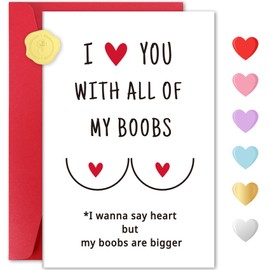 ZapDesk Funny Valentine’s Day Card with Envelope, Gifts for Him or Her, 8 x 5.3 Inches with Gold Sticker, I Wanna Say Heart But My... Are Bigger