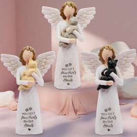 BORLESTA Cat Memorial Gifts for Loss of Cat, Pet Cat Remembrance Gifts, Cat Loss Sympathy Gift, Cat Mom Gifts for Cat Lovers, Cat Statue, Hand-Painted Figurines Angel Cat