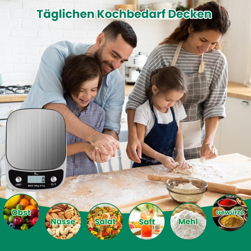 Uten Digital Kitchen Scales, White Letter Scales with Tare Function,
