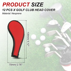 PATIKIL Golf Club Head Cover, 12 Pcs Number Golf Club Irons Covers Neoprene Driver Headcover Golf Lovers Gifts for Men Women, Red
