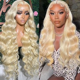 Fayniss Human Hair 24 Inch 613 Blonde Wig, 180% Density, 13x6 Body Wave, Lace Front, Glueless, Pre Plucked with Baby Hair
