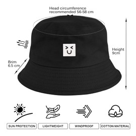 Xnova Fishing Hat Bucket Hat Men Women Colourful Print Hat Beach Sun Hat Fishing Hat Sun Protection Cotton Summer Hat Embroidered Fishing Hats Leisure Hat Unisex Outdoor Hats, Laughing Black, Unit