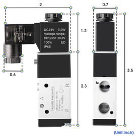 TAILONZ PNEUMATIC 1/8"NPT Solenoid Valve 3V110-06 DC24V Single Coil Pilot-Operated Electric 2 Position 3 Way Connection Type (Junction Box)