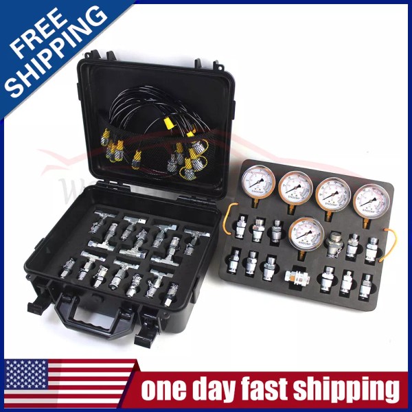 SINOCMP Hydraulic Pressure Gauges Test Tool Hydraulic Gauge Kit w/5
