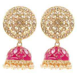 Efulgenz Indian Jewelry Bollywood Antique Crystal Kundan Jhumki Jhumka Earrings Set for Women