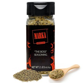BOSS Seasoning: Premium Natural Sea Salt, Roasted Garlic,& Cracked Black Pepper Blend Glass Bottle, Made in the USA