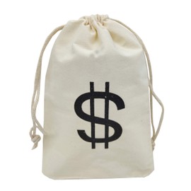 Sanrich 20 Pack Money Bags Drawstring Pouches Goody Bag 5 x 7 inches Canvas Dollar Favor Bags For Themed Birthday Party
