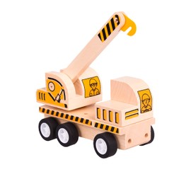 Udeas Wooden Crane Toy Construction Site Vehicles Children Toy from 3 Years, Movable Parts, Eye-catching Bright Colours