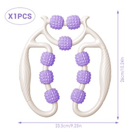 HYran Massage Roller, Massage Roller Legs, Cellulite Roller, Cellulite Massager, Leg Massager, Massage Roller with Handle for Leg, Foot, Arm Massage (White + Purple)