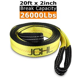 JCHL Recovery Tow Strap with Reinforced Loops 2inx20ft Heavy Duty 26,000lb Break Strength Vehicle Recovery Rope for for Car Truck Jeep ATV SUV Reinforced Loops, Protective Sleeves