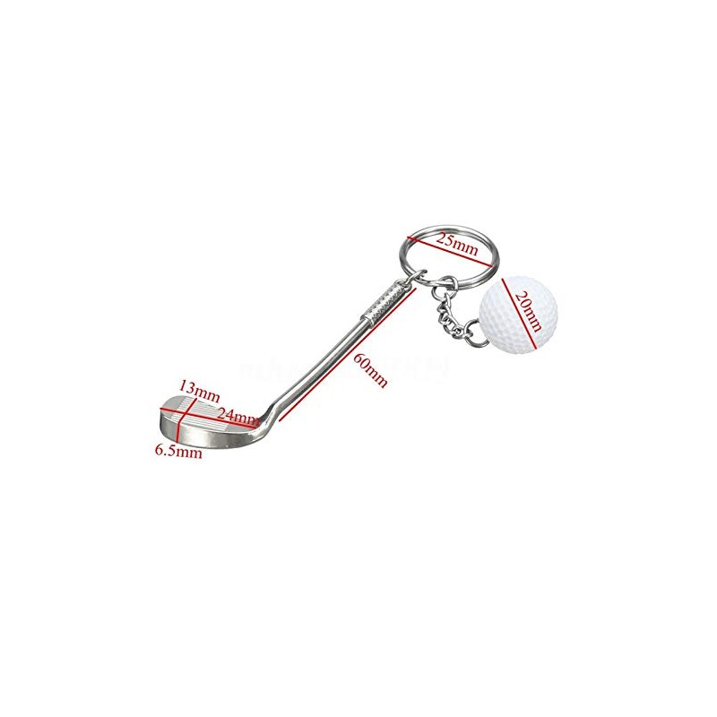 IKAAR Pack of 2 Keyrings Golf Ball Pendant Metal Gift