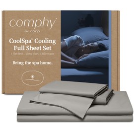 Coop Home Goods Comphy CoolSpa Cooling Bed Sheets, 4 Piece Full Sheet Set, Dove Grey Breathable Cooling and Super Soft, Luxury Spa & Hotel Quality, Full Size Bed Set