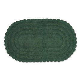 DII Crochet Collection Reversible Bath Mat, Large Oval, 21x34, Dark Green