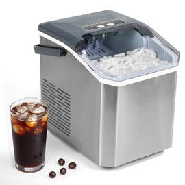 iceBlue 5 Levels of Bullet Ice Sizes Ice Maker with Handle, 9 Ice Cubes Ready in 9 Mins countertop Ice Machine, 26.5lbs Per Day Stainless Ice Makers Countertop with Basket & Scoop for Home and Kitchen