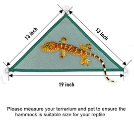 2Pack Bearded Dragon Lizard Hammock, KABASI Triangle Shape with Strong Suction Cup Reptile Breathable Mesh Hammock, Terrariums Habitat Decoration for Large & Small Geckos, Chameleon, Dark Green