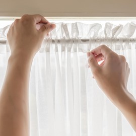 Aquazolax Small Door Sheer Window Curtains Panel - Voile Rod Pocket Transparent Half Curtain for French/Front Glass Door Windows with Tieback - 1 Panel, 25W x 40L, White