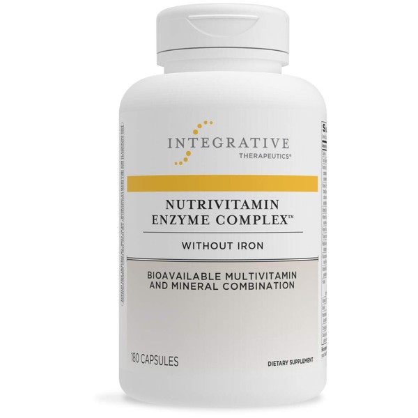 Integrative Therapeutics NutriVitamin Enzyme Complex - No Added Iron - Multivitamin & Mineral Combination with Vitamin C & E and Microbial Digestive Enzymes - Dairy Free - 180 Capsules