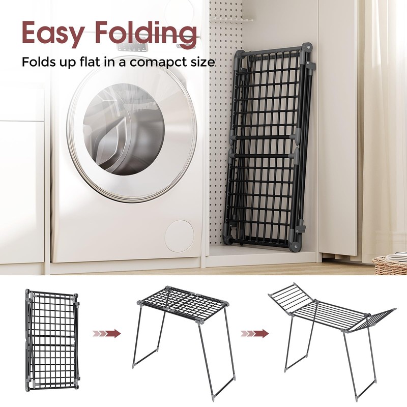 APEXCHASER Clothes Drying Rack Foldable, Large Drying Rack Clothing, Winged