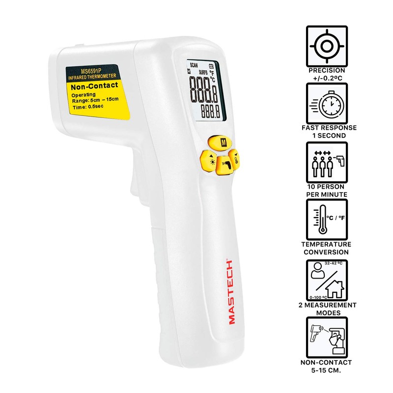 Mastech MS6591P Infrared Digital Thermometer Non-Contact Forehead with 2 measurement