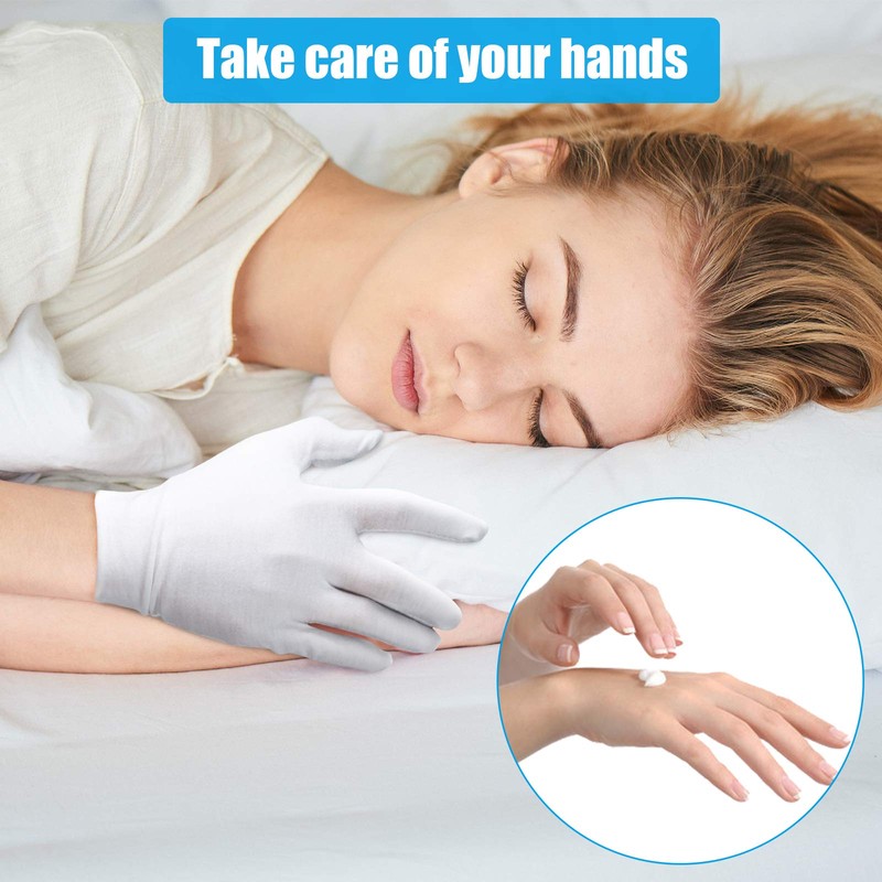 4 Pair Moisturising Gloves,Cotton Gloves for Eczema & Dry Hands,Stretchable