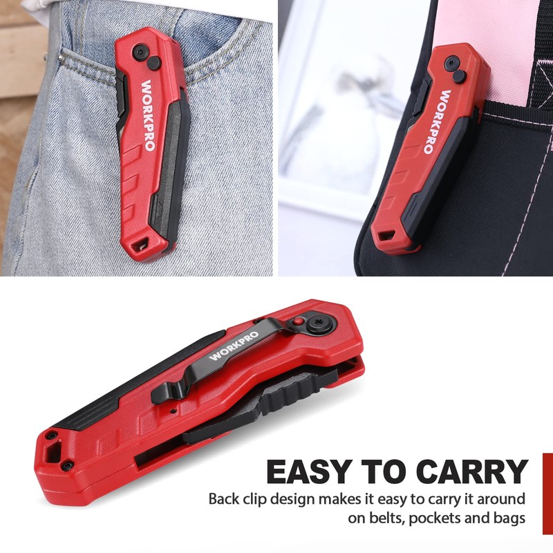 WORKPRO Folding Utility Knife, Quick Change Box Cutter, Razor Knife