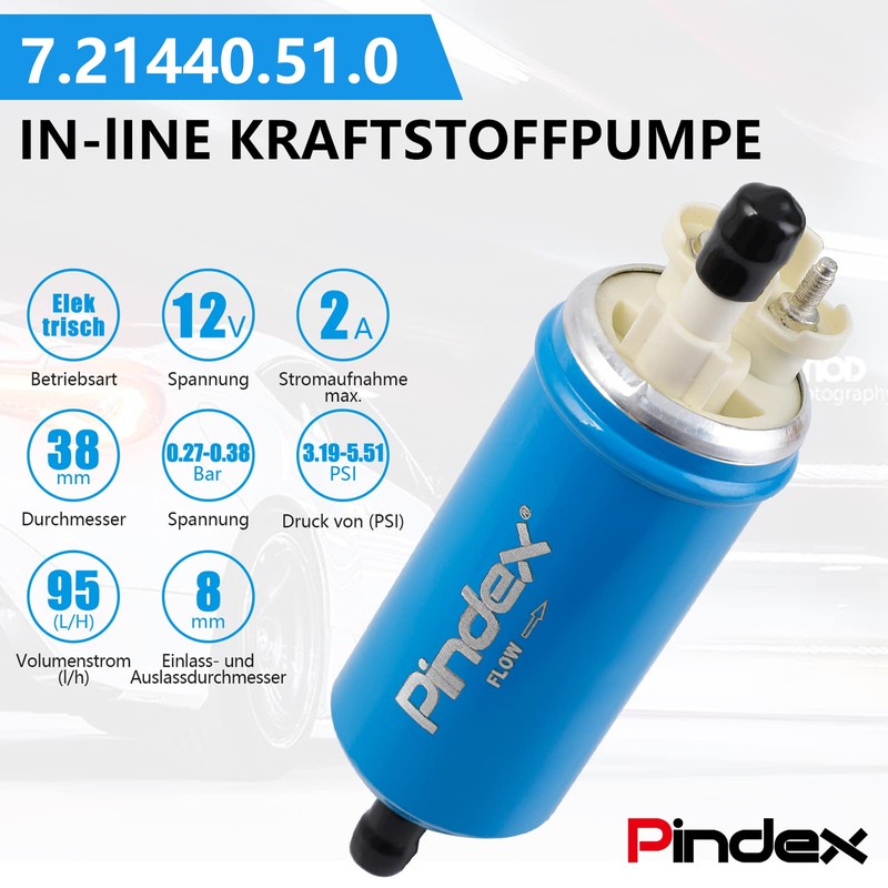 Pindex 12 V Ekectic Fuel Pump 7.21440.51.0 Petrol Pump, Inline