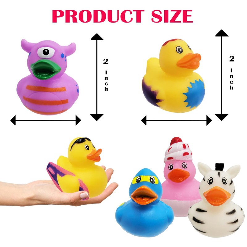 Assortment Rubber Duck Toy Duckies for Kids, Bath Birthday Gifts