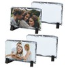 4 Pack Sublimation Slate Rock Blanks with Black Display Stand,