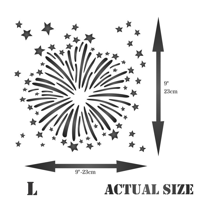Fireworks Stencil - 21.5 x 21.5 cm (L) - Reusable