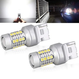 TORIBIO 7440 / T20 / W21W / WY21W LED Canceller, CANBUS Reverse Light, Back Lamp, Position Sphere, Tail Lamp, Explosive Light, Single LED, Non-Polarity, 4000lm/2 pcs, DC10-30V, 28SMD 3030 Chip, White