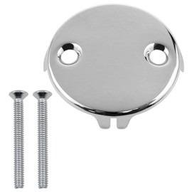 Lovelysp Stainless Steel Universal Bathtub Drain Two Hole Overflow Face Plate Universal Bathtub Overflow Drain Face Plate 2 Hole Tub Overflow Drain Plat with Mounting Screws 1PCS
