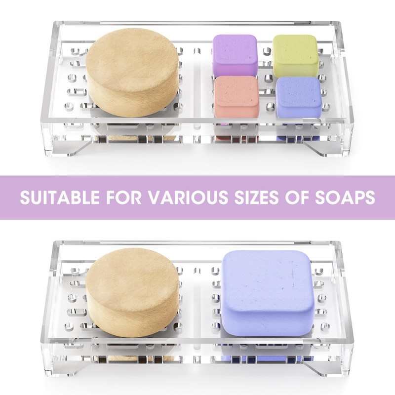 NiHome Self Draining Acrylic Soap Dish, Durable Bathroom and Kitchen