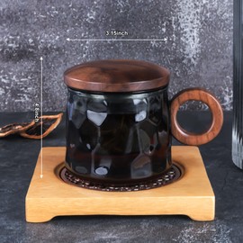 Glass Tea Cup with Infuser and Lid, 18.6oz/550ml Teacup for Loose Leaf Tea Infuser Mug Strainer Cup Steeper Chirstmas Gifts for Women