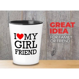 Bubble Hugs Marriage Shot Glass 1.5oz - I Love My Girlfriend - Funny Sarcasm Couple Lover Dating Date Partner Valentine's Day for Boyfriend