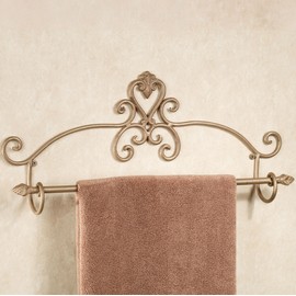 Touch of Class Aldabella Scroll Wall Mount Towel Bar - Metal - Satin Gold Finish - 24 Inch Wide Rack for Bathroom, En Suite, Kitchen, Bar, Restaurant - Decor for Organization & Ease