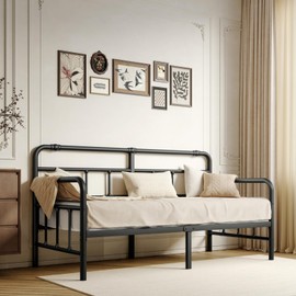 FDLOGW Twin Daybed Frame, Modern Day Bed Frame Twin Size with Headboard, Metal Platform Sofa Bed for Bedroom Living Room, Heavy Duty, Easy Assembly