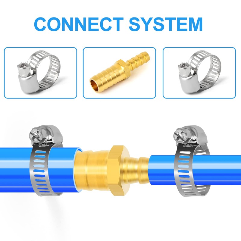 ERGAOBOY 5pcs 6mm x 8mm Brass Reducing Hose Connector Straight