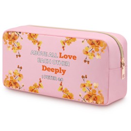 Christian Gifts for Women Cosmetic Bag Religious Gifts for Mum Daughter Sister Baptism Gifts Bible Verse Gifts for Women Friend Birthday Christmas Oxford Cloth Cosmetic Travel Pouch