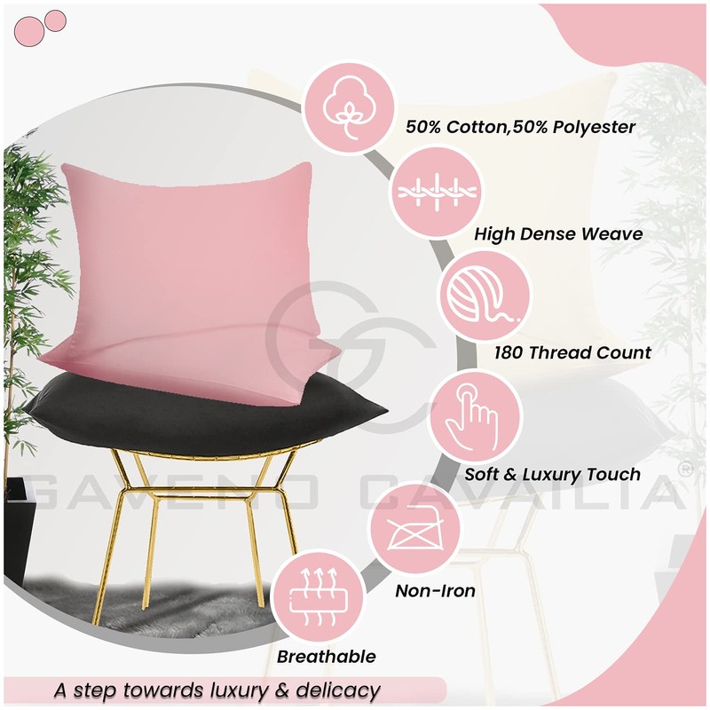 GAVENO CAVAILIA Luxury Non-Iron PERCALE Housewife Pillow Cases, Pink,Pillow Cases