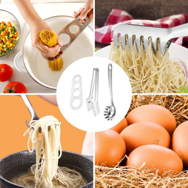 3 Pieces Spaghetti Spoon, Pasta Spoon Set, Stainless Steel Spaghetti