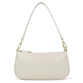 Barabum Retro Classic Clutch Shoulder Tote HandBag with Zipper Closure Purse for Women (2-White)