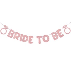 Breling Pre Strung Bride to Be Glitter Banner Bridal Shower Decorations Bride to Be Sign Bachelorette Party Banner Bridal Shower Garland for Engagement Wedding Bride Party Decorations(Rose Gold)