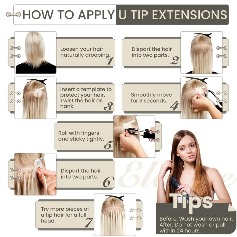 Elailite Real Hair Bonding Extensions, 1 g/strand, 50 cm, #27